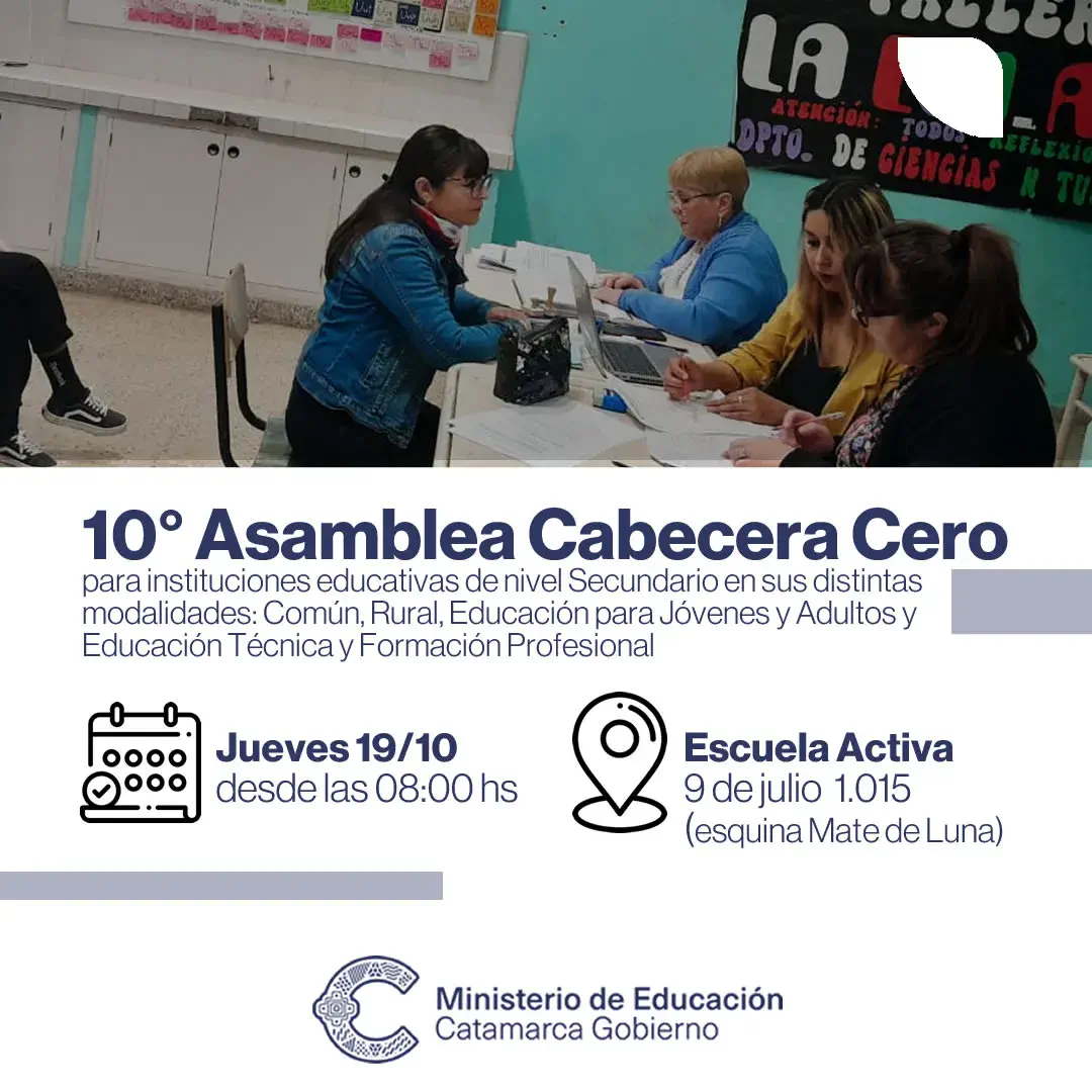 10º Asamblea Cabecera Cero para instituciones educativas de nivel Secundario en sus distintas modalidades
