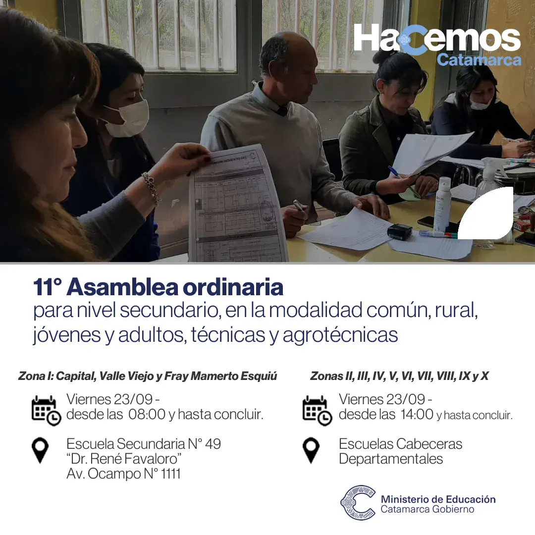 11° Asamblea ordinaria para instituciones educativas de nivel secundario
