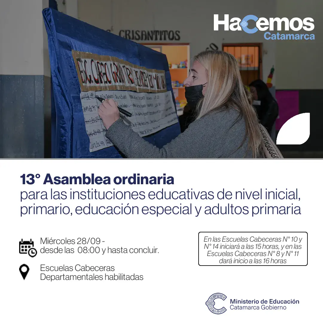 13° Asamblea Ordinaria para las instituciones educativas de nivel Inicial, Primario, Educación Especial y Adultos Primaria