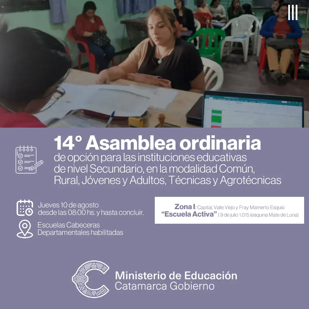 14° Asamblea ordinaria para las instituciones educativas de nivel Secundario