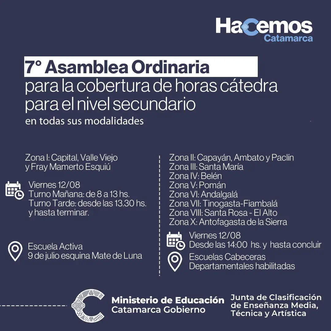 7° Asamblea ordinaria de opción para las instituciones educativas del nivel secundario