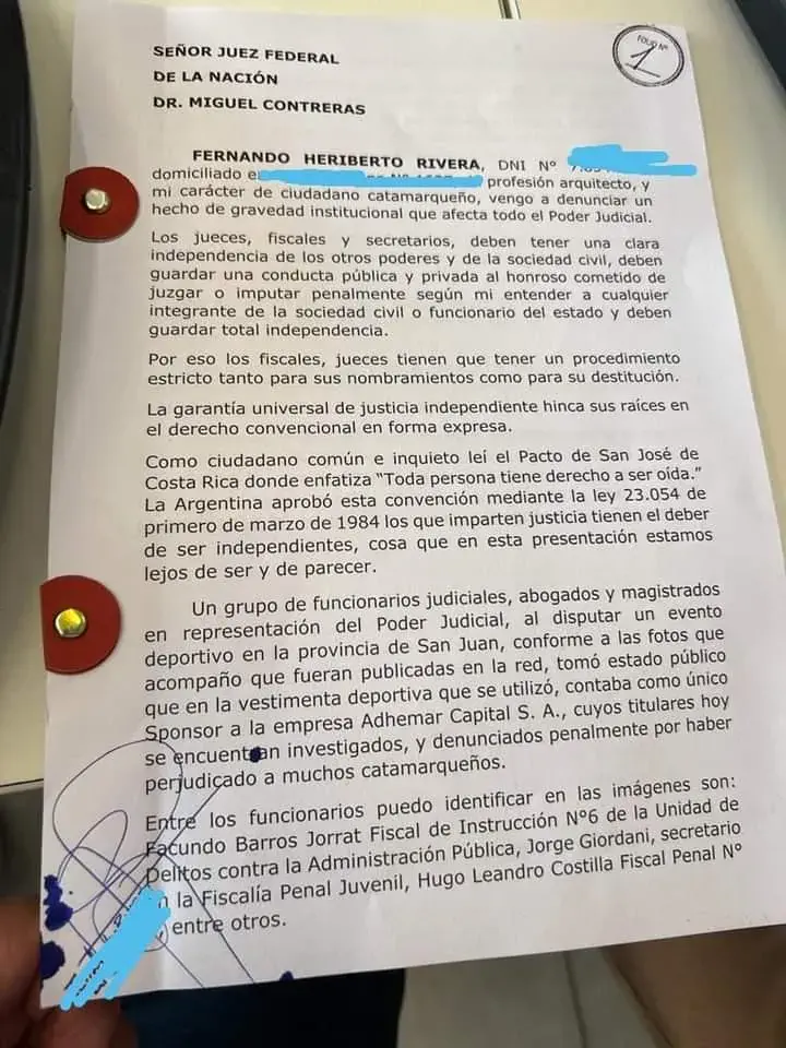 Ahora: Denunciaron presunta connivencia entre Bacchiani y Funcionarios Judiciales
