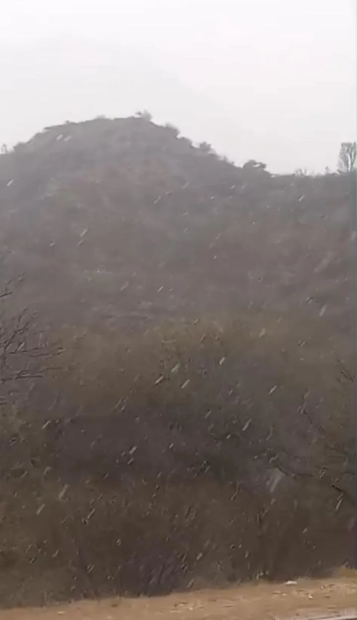 Alerta en la Ruta 60 por la caída de nieve en La Cébila: piden extremar la precaución al transitar