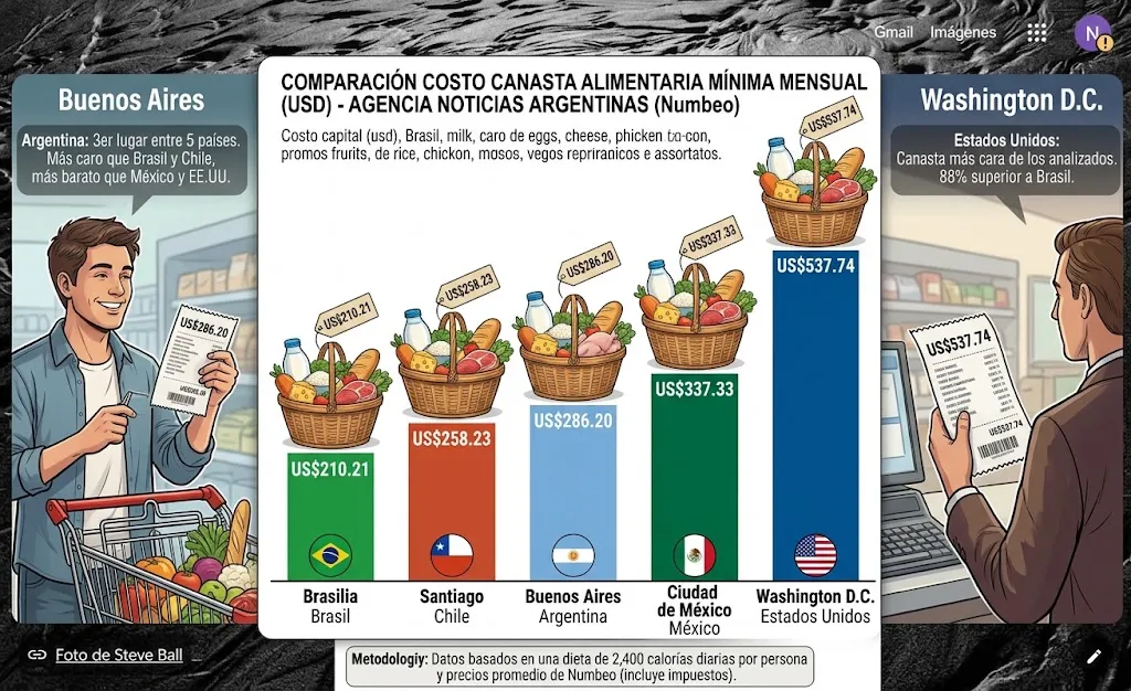 ¿Argentina o el exterior?: en qué país es más caro comer