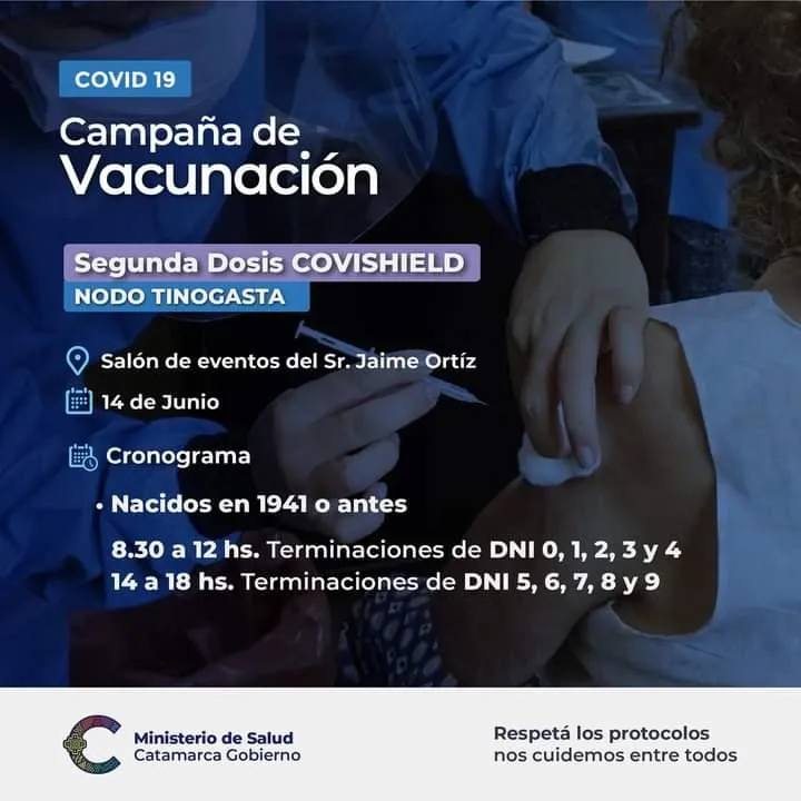 Así continúa la Vacunación COVID este martes en Catamarca