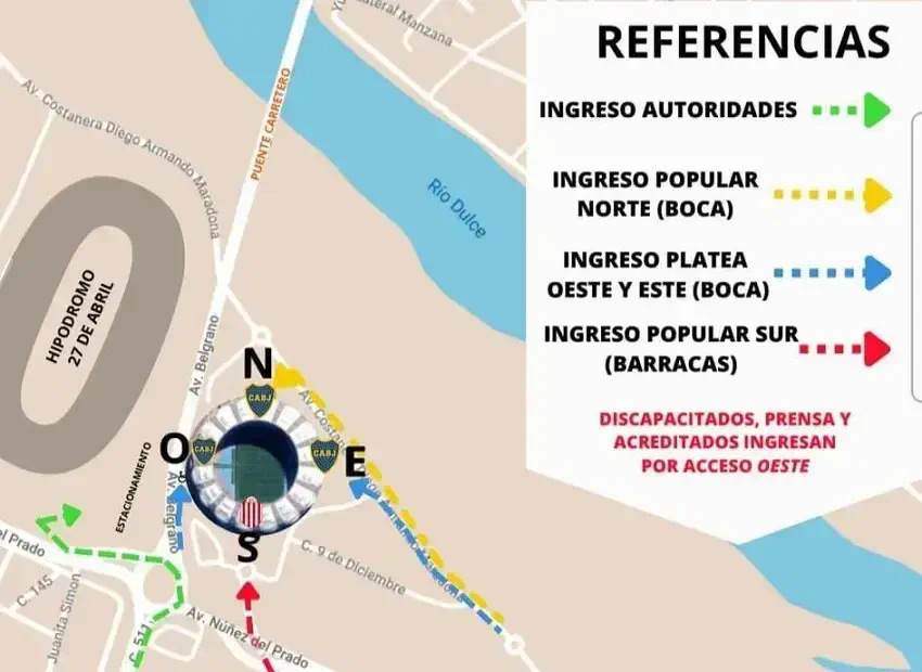 Boca en Santiago Del Estero: así serán los accesos, controles y desvíos para el partido