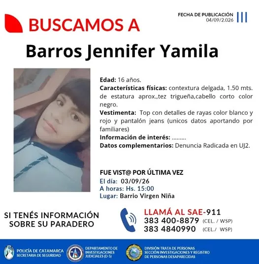 Buscamos a Barros Jenifer Yamila