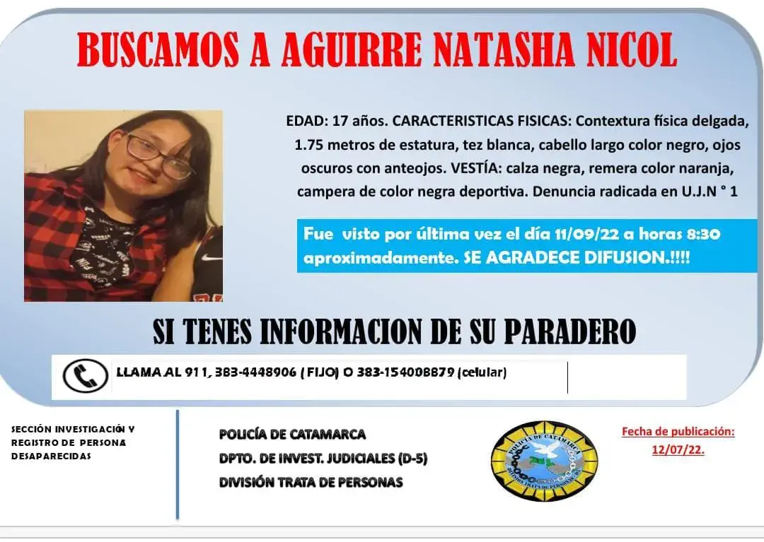Buscan a una adolescente de 17 años desaparecida