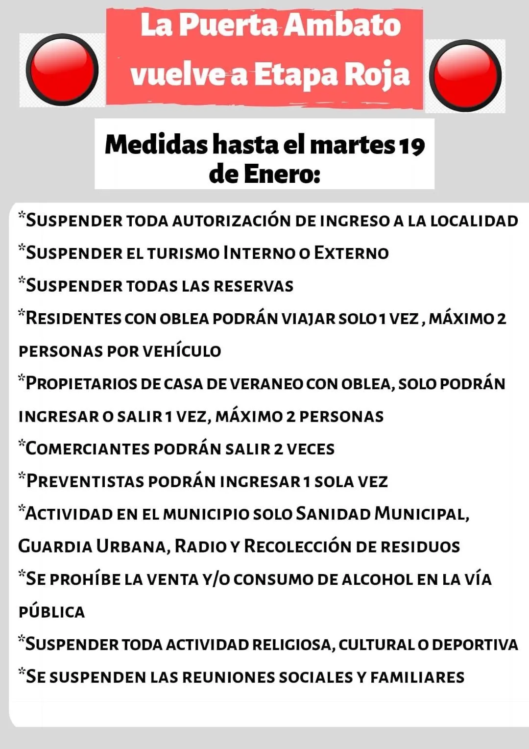COE Las Juntas informa restricciones
