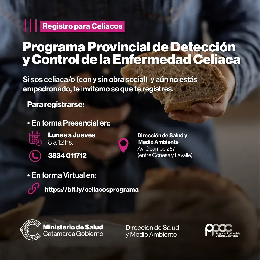 Inscripción para Asistencia Integral a Personas Celíacas en la Provincia