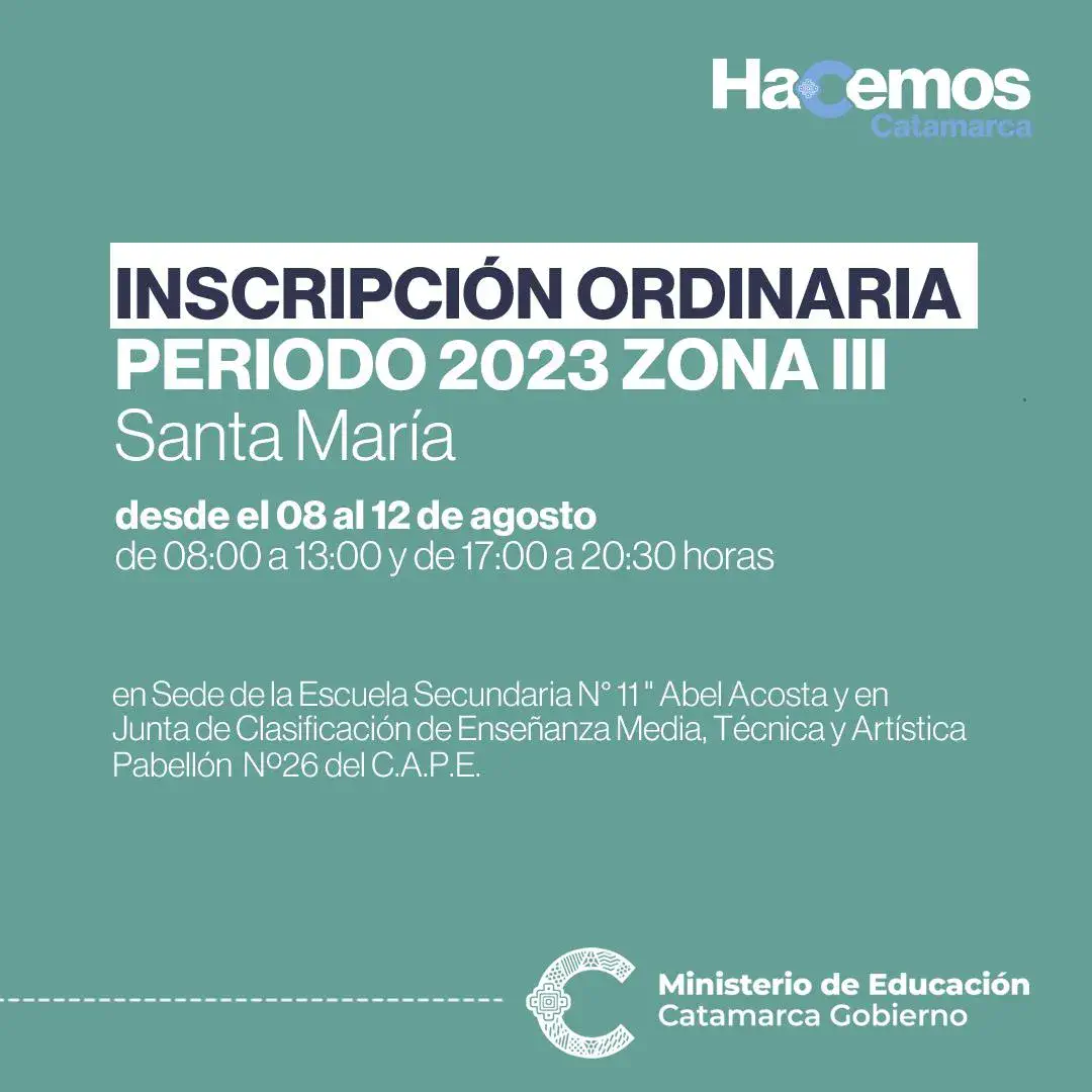 Inscripción para docentes de ZONA III: Santa María