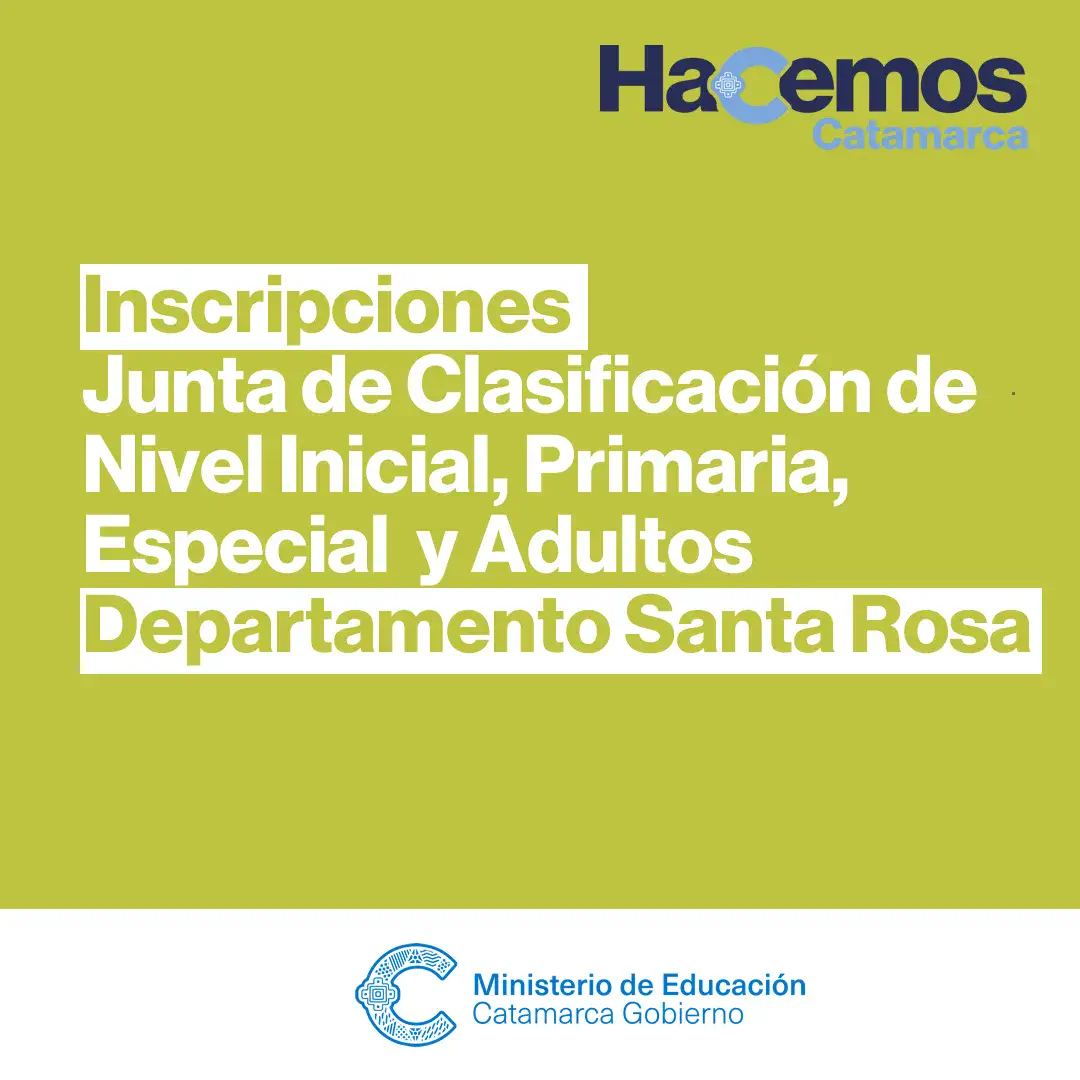 Inscripciones a Junta de Clasificación de Nivel Inicial, Primaria, Especial y Adultos para el departamento Santa Rosa