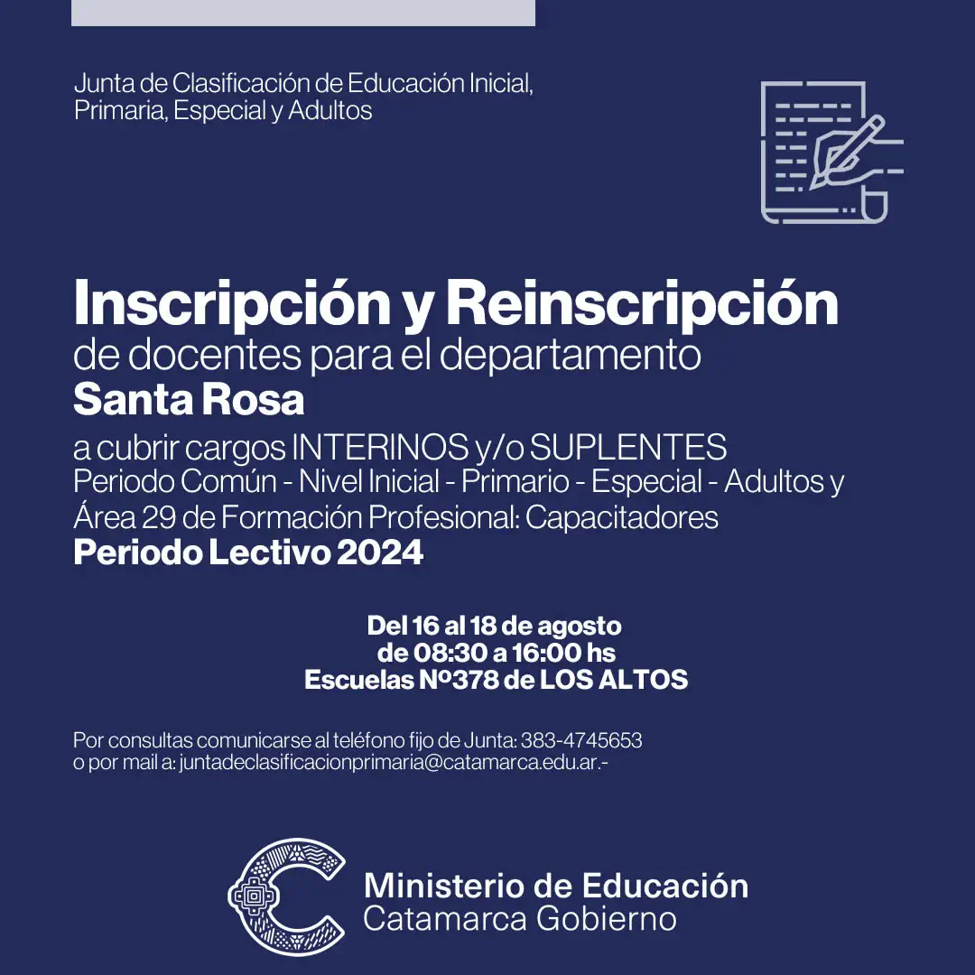 Inscripciones para interinatos y suplencias periodo lectivo 2024