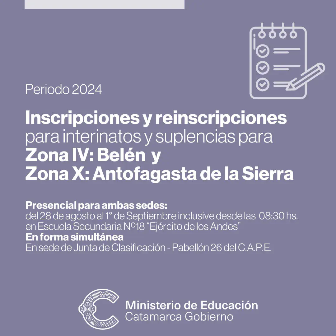 Inscripciones y reinscripciones para interinatos y suplencias para ZONA IV