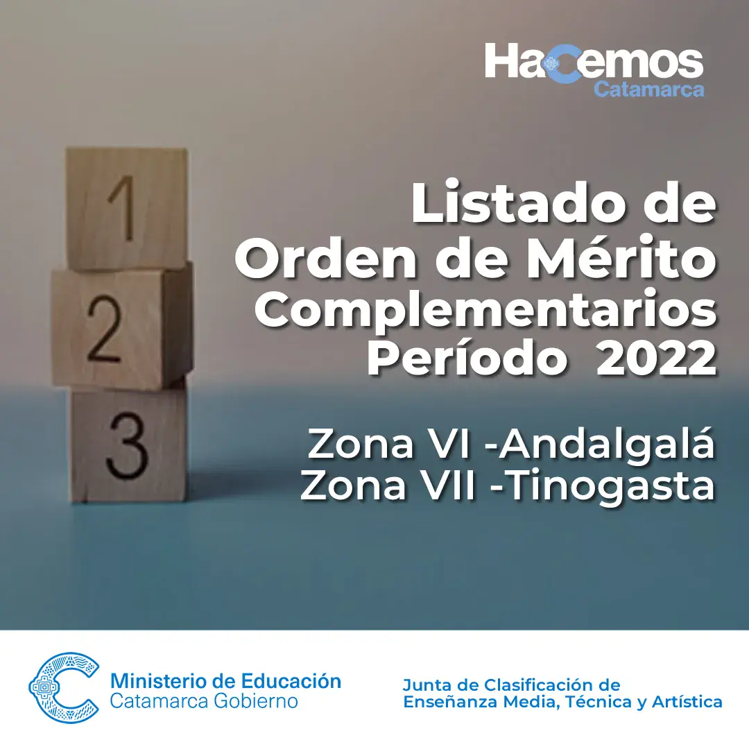 Listado de orden de mérito complementario 2022 para Zona VI y Zona VII