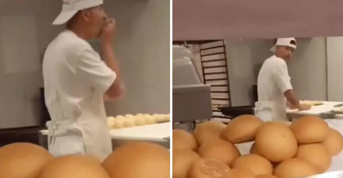 Panadero fue visto lamiendo masas de pan antes de ser vendidas