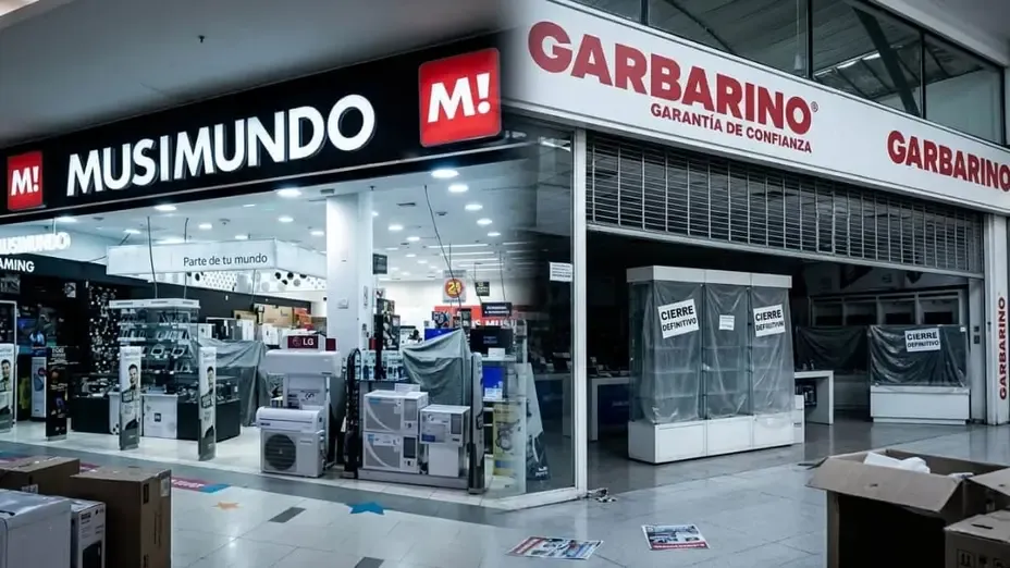 Locales comerciales de Musimundo y Garbarino dentro de un shopping.