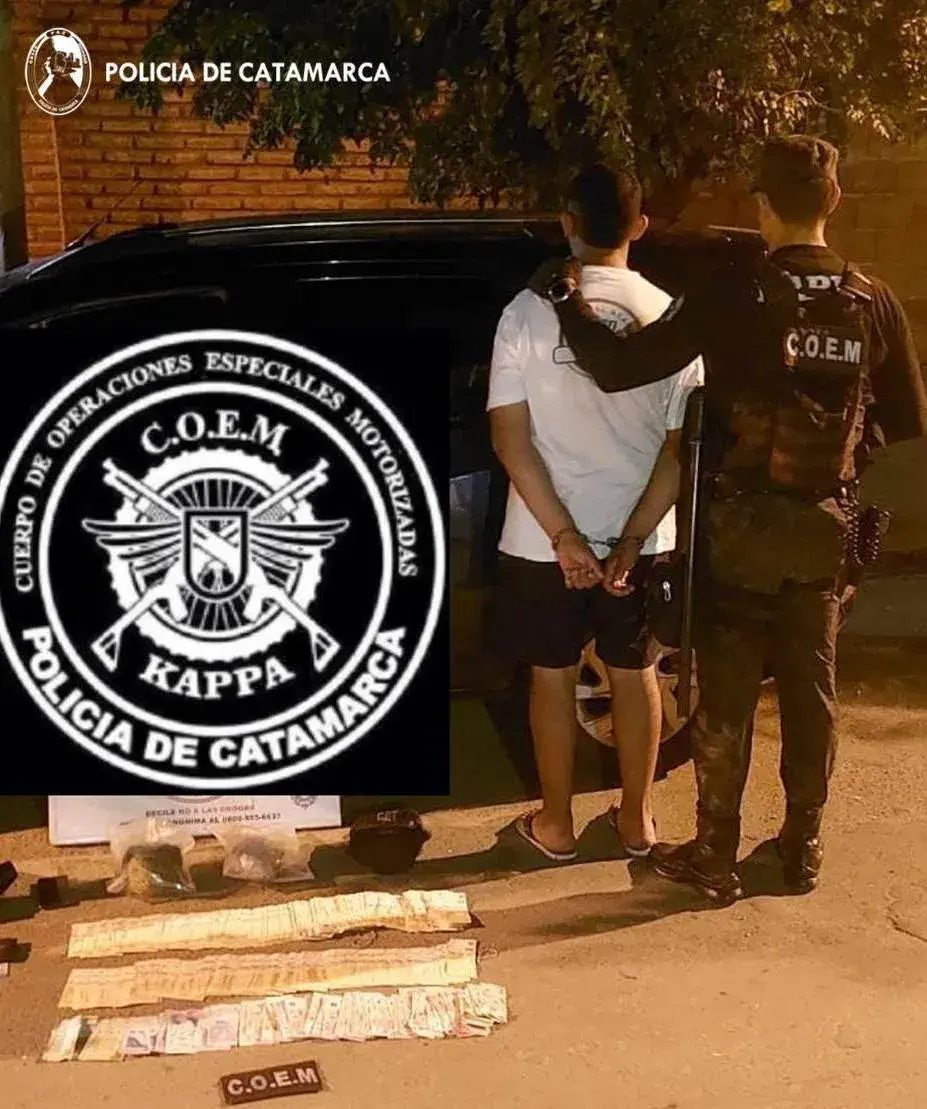 Policías detienen a un joven, secuestran droga y más de medio millón de pesos en efectivo