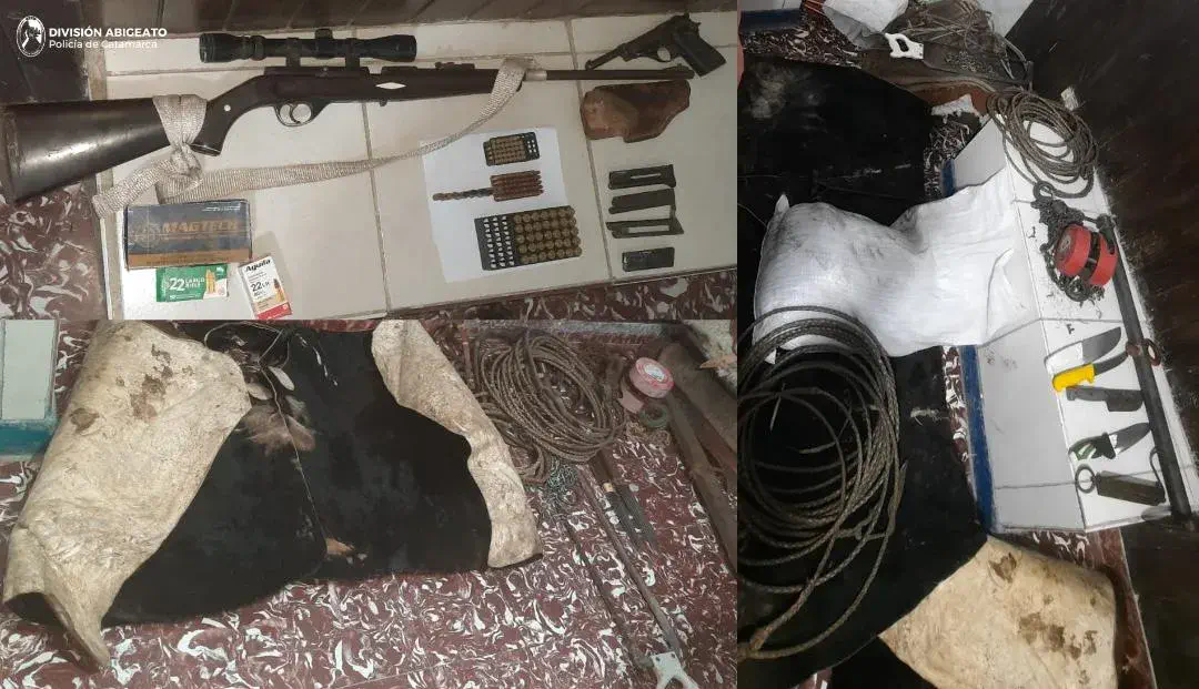 Policías secuestraron armas y otros elementos que tendrían relación con un delito de abigeato