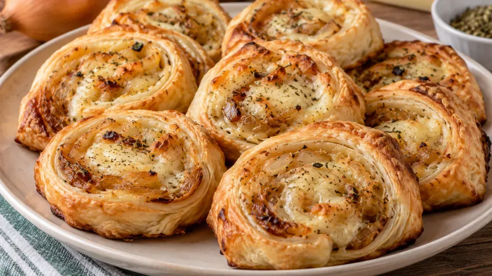 Rolls de queso y cebolla con masa de tarta: una receta fácil e ideal para la picada