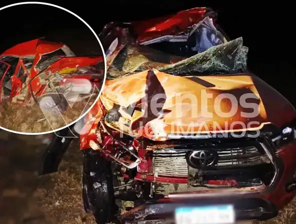 Ruta 38: Impactante choque entre un auto y una camioneta en el sur de Tucumán