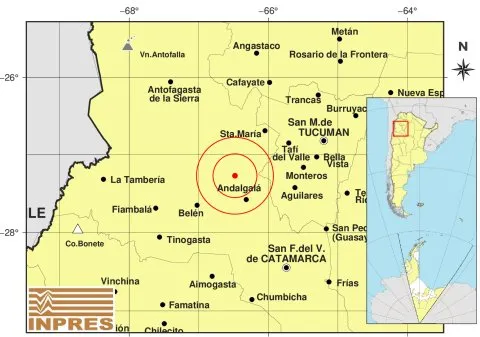Sismo de 2.6 de magnitud con epicentro cerca de Andalgalá