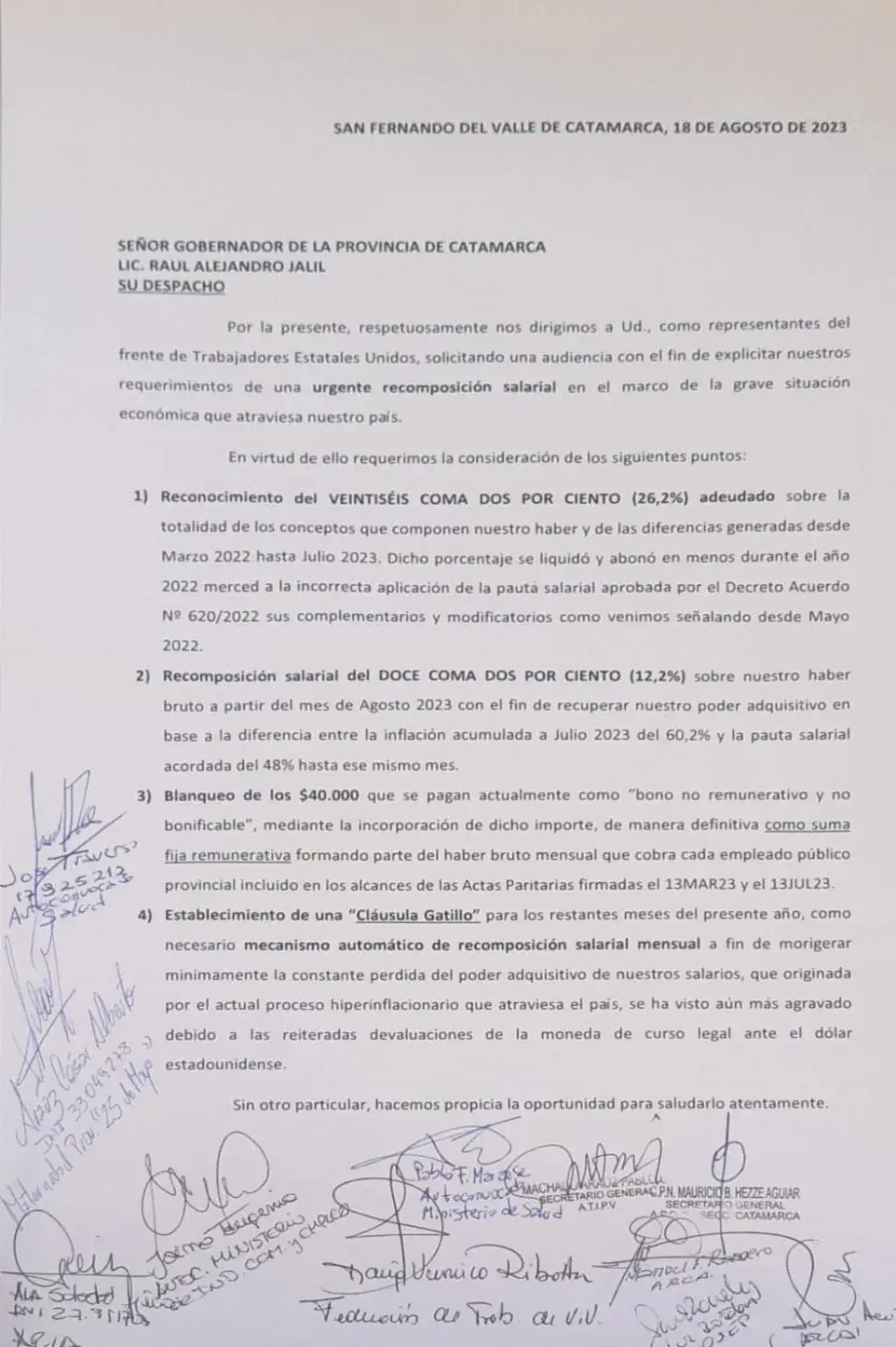 Trabajadores Estatales formalizaron el pedido al Gobierno provincial de una urgente recomposición salarial ante la escalada inflacionaria