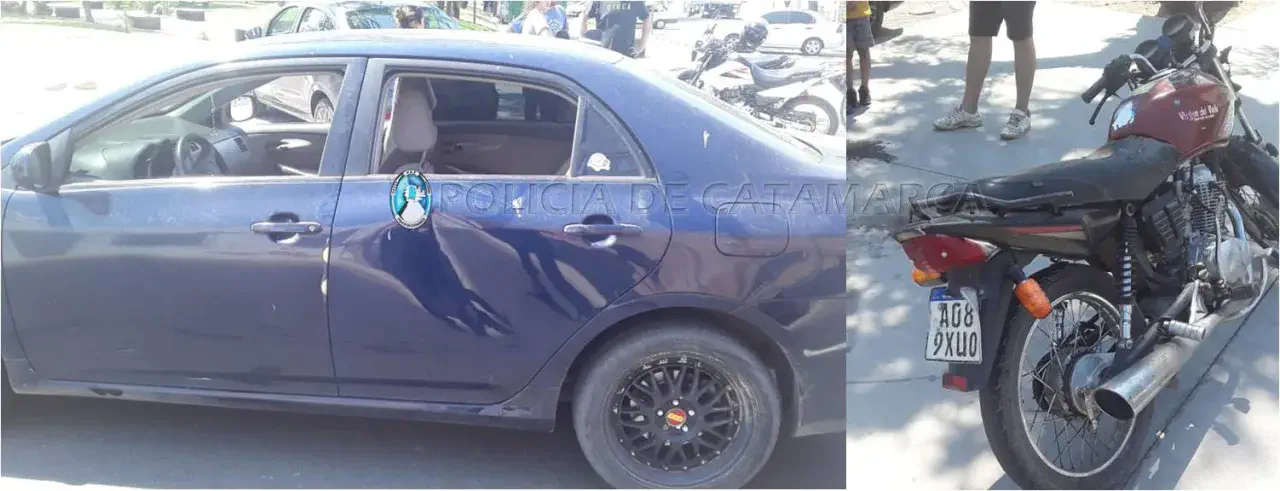 Un auto y una moto protagonizaron un siniestro vial