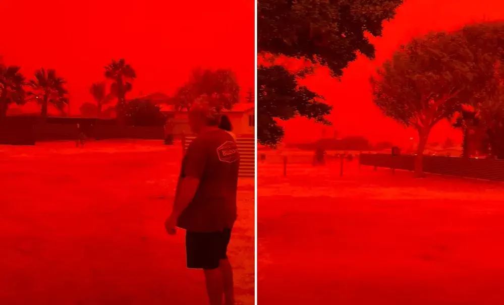 Una escena “apocalíptica”: el cielo de Australia Occidental se tiñó de rojo por el ciclón