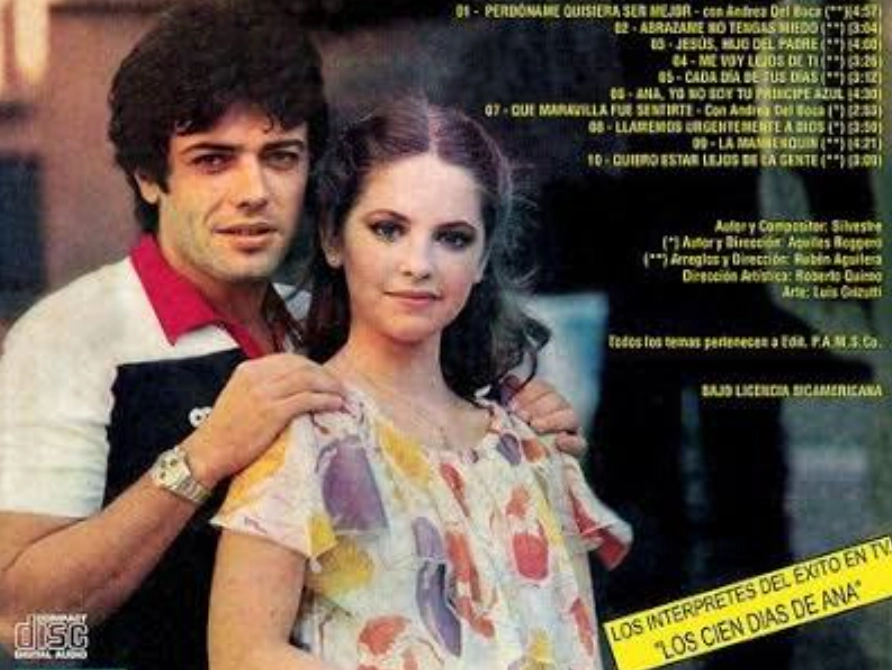 Silvestre y Andrea del Boca posan juntos en la contratapa del disco de Los cien días de Ana.