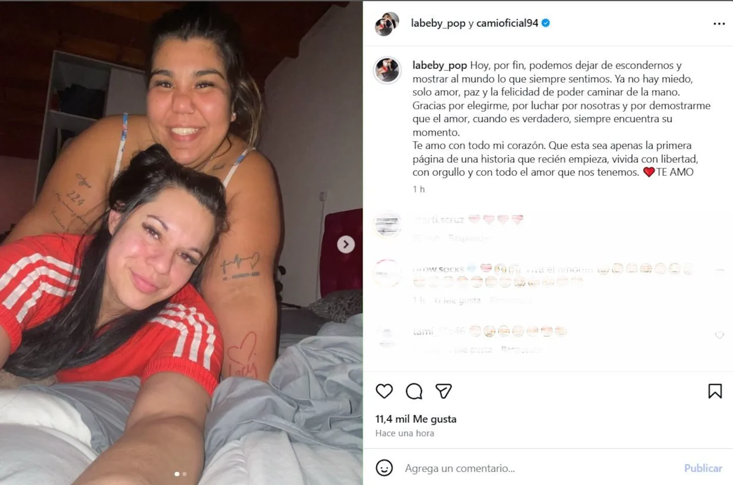 Camilota presentó a su nueva novia con una romántica declaración de amor