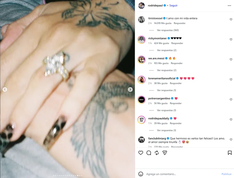 El impactante anillo que Rodrigo de Paul le dio a Tini Stoessel y que confirmó su compromiso