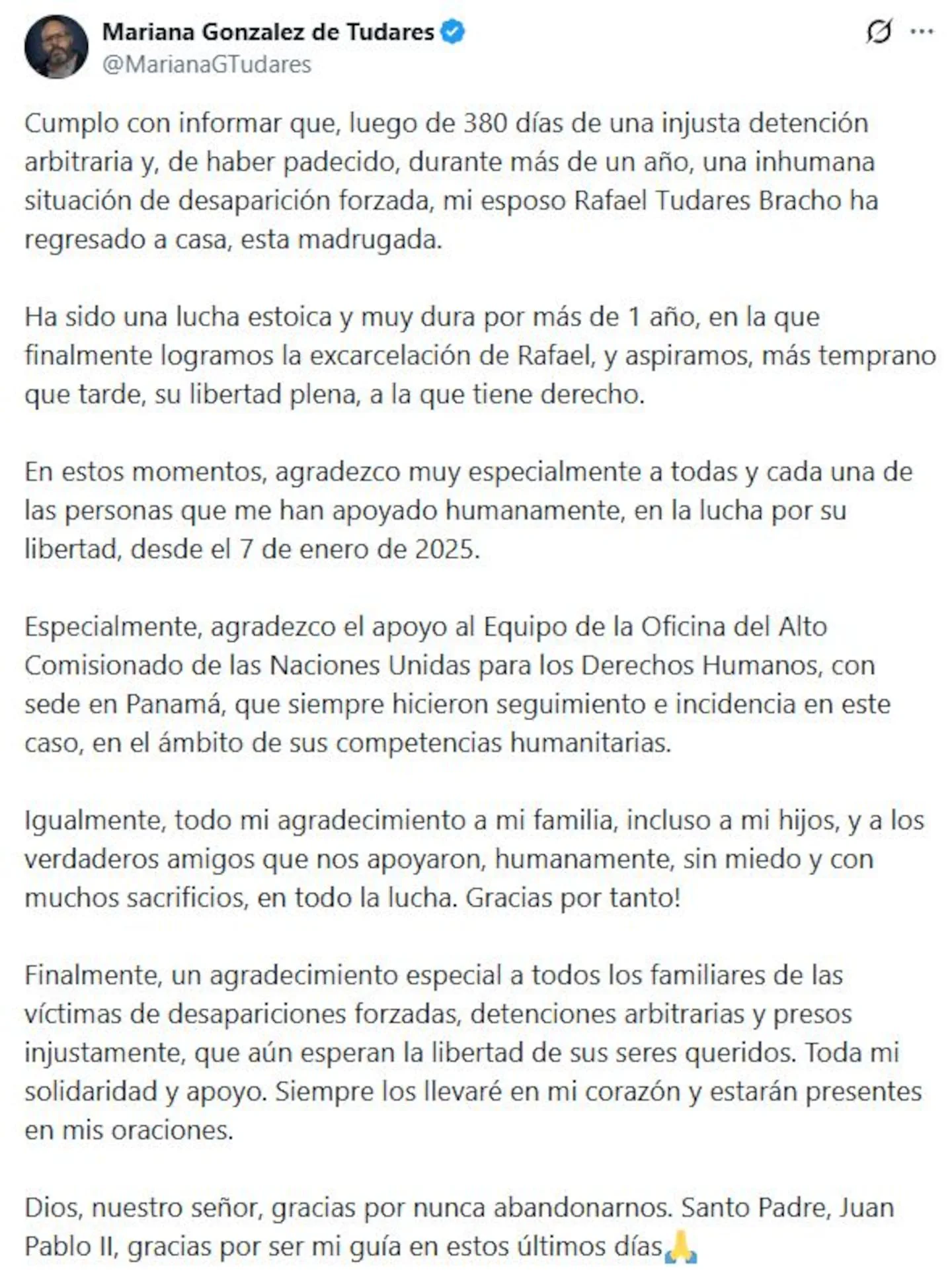 El chavismo liberó al yerno del líder opositor venezolano Edmundo González Urrutia