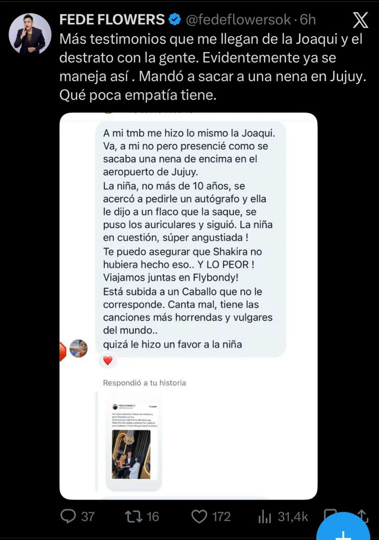 Captura de pantalla de un mensaje directo en Twitter sobre un fondo blanco con texto.