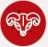 Un icono circular rojo con la ilustración blanca de la cabeza de un carnero.