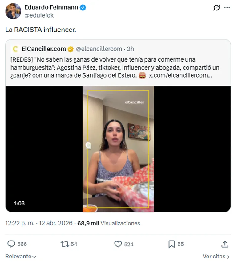 Captura de pantalla de una publicacion de X con un video incrustado de una mujer.