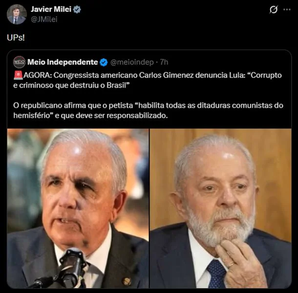 Javier Milei volvió a criticar a Lula da Silva antes del regreso del embajador argentino