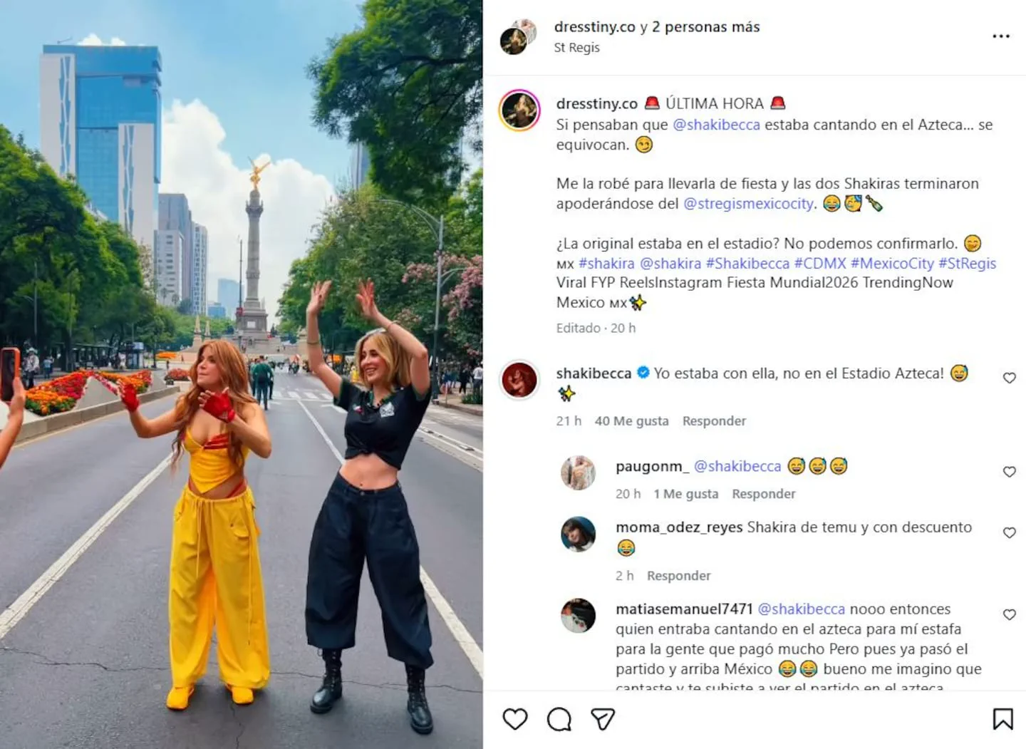 Qué dijo “Shakibecca”, la “doble” de Shakira cuando le preguntaron si habia estado en la inauguración del mundia