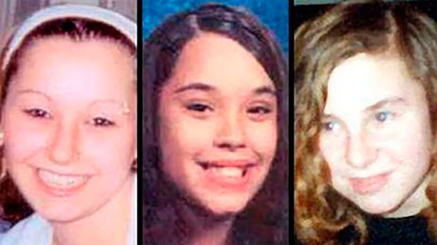 Tres retratos en primer plano de tres chicas jóvenes sonrientes ubicados uno al lado del otro.