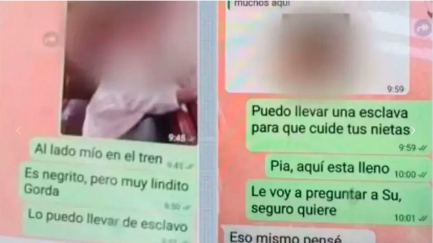 Detalle de una captura de pantalla de una conversación de chat con mensajes de texto.