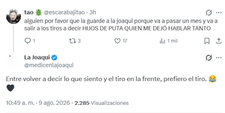 Captura de publicaciones de la red social X con mensajes de texto e iconos.