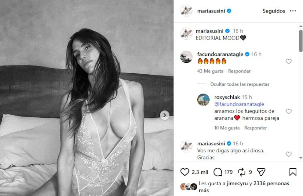 María Susini impactó en redes con fotos audaces: la ardiente reacción de Facundo Arana