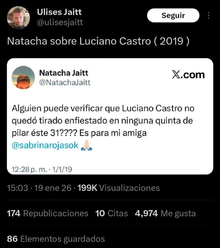 "¿Quedó enfiestado?": el premonitorio tuit de Natacha Jaitt