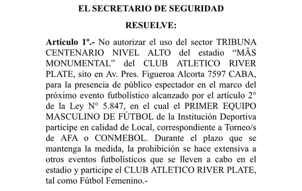 Confirman la dura sanción que recibió River