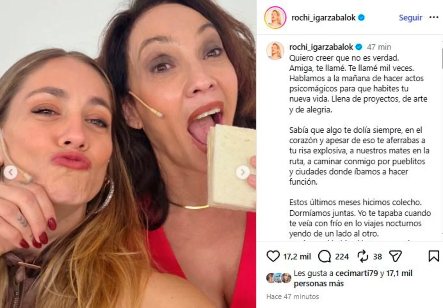 “Se me erizó la piel”: Rochi Igarzábal contó la señal que recibió tras la muerte de Ernestina Pais