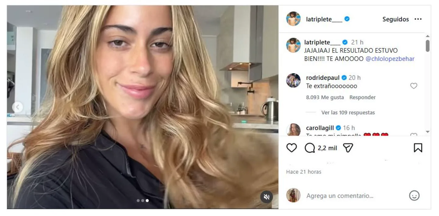 La cantante Tini Stoessel sonrie a camara en una publicacion de redes sociales.