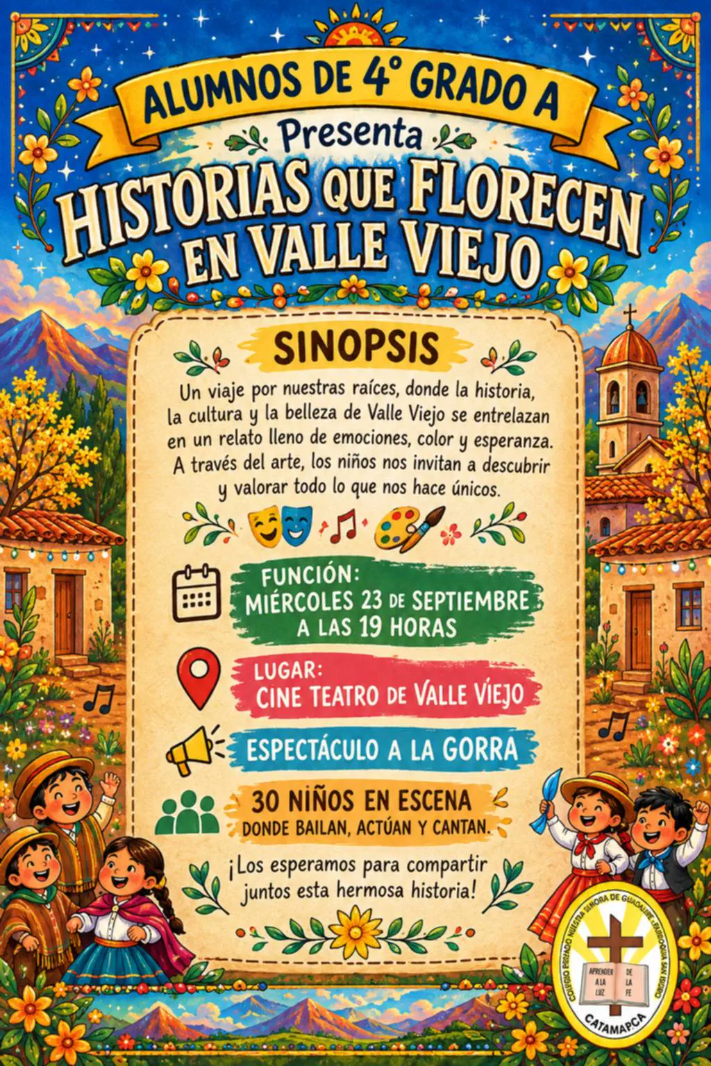 "Historias que florecen en Valle Viejo": la propuesta artística presentada por alumnos del Colegio Guadalupe