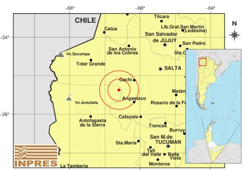 El INPRES informó un sismo de 4.0° en Catamarca
