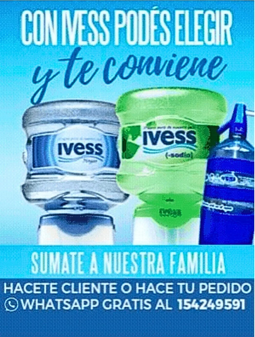 Ivess: agua y soda a domicilio. WhatsApp gratis al 154249591