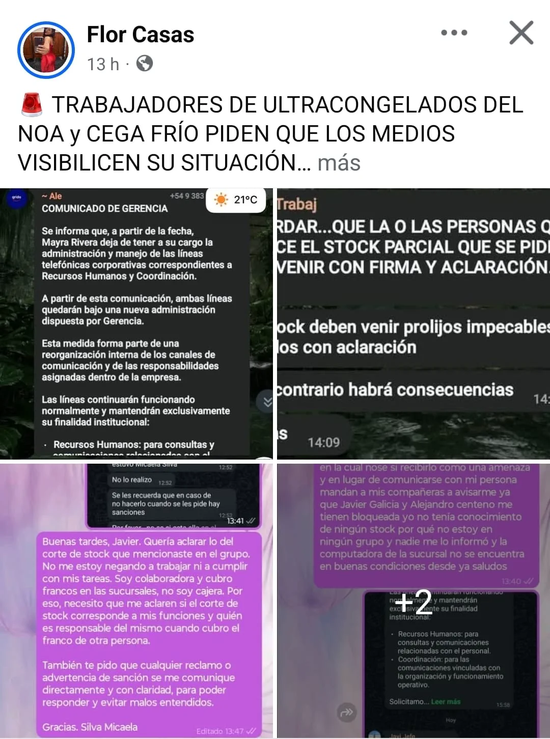 Escalamiento del conflicto laboral en Ultracongelados del NOA y CEGA Frío: denuncian atrasos salariales y falta de respaldo sindical